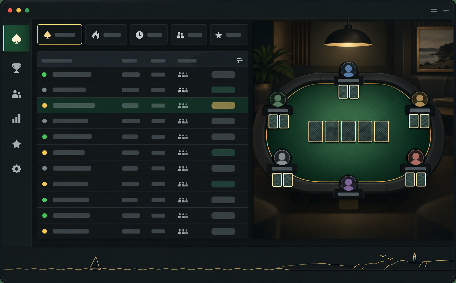 Redaktionel illustration af en pokerklient, ikke officiel Danske Spil-visning